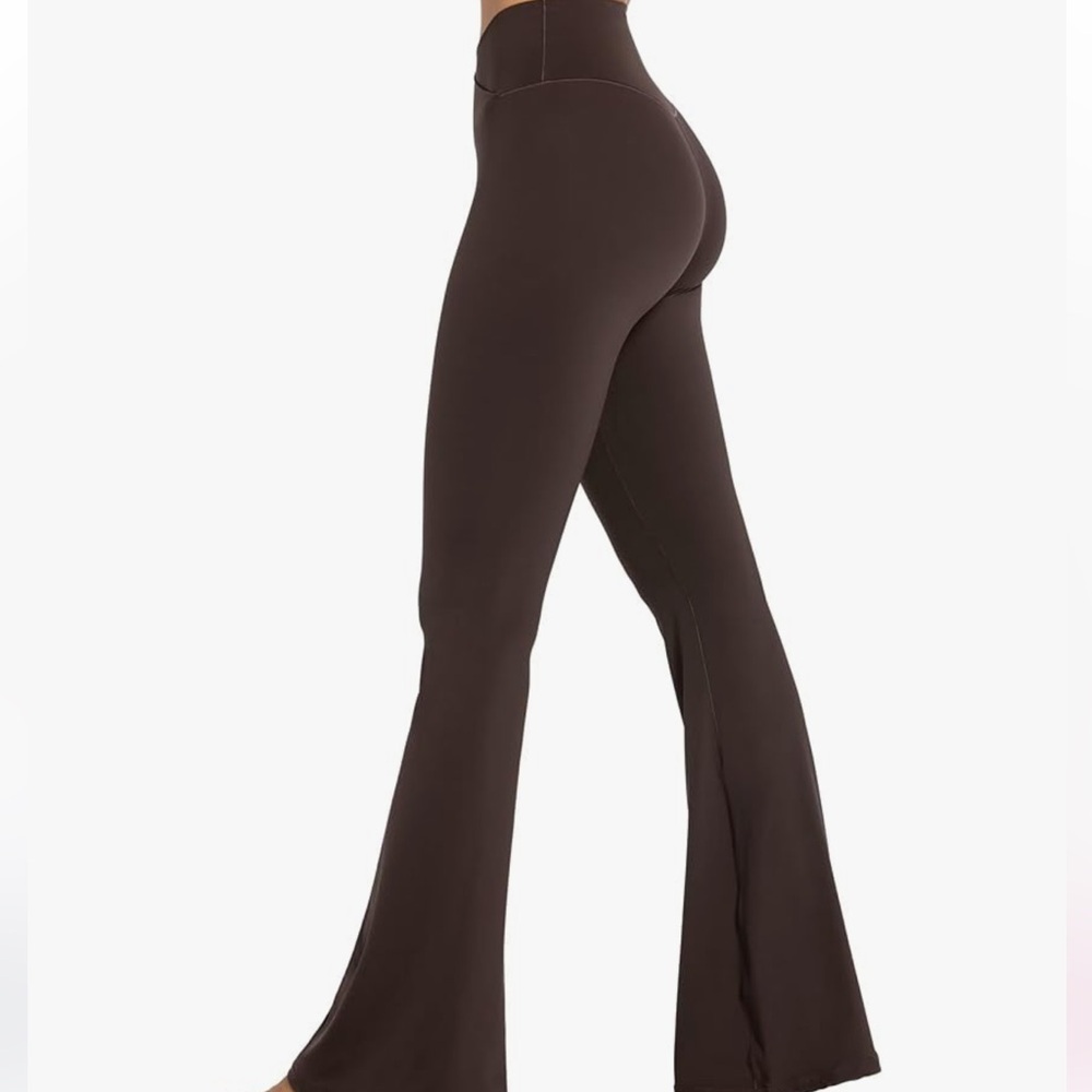 High-Rise Flare Leggings in Chocolate Brown